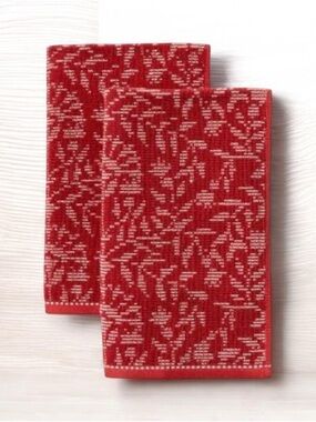 NWOT - Threshold Americana Floral Hand Towels Set of 2 in Red